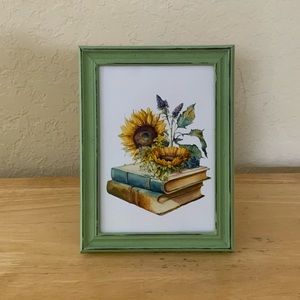 Farmhouse Sunflowers and books picture 5x7 w/frame